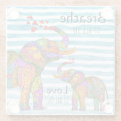 Trendy en Stylish Elephant en Calf Kitchen Towel Glazen Onderzetter (Achterkant)