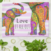 Trendy en Stylish Elephant en Calf Kitchen Towel Theedoek (Gevouwen)