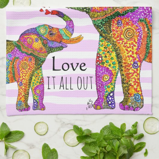 Trendy en Stylish Elephant en Calf Kitchen Towel Theedoek (Gevouwen)