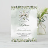 Trendy engelenvleugels lelies Gezegende dag Doop Kaart (Staand voorkant)