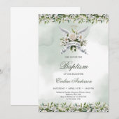 Trendy engelenvleugels lelies Gezegende dag Doop Kaart (Voorkant / Achterkant)