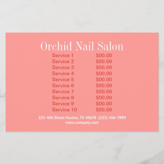 Trendy Esthetician SPA Nagelstudio Prijslijsten Flyer (Achterkant)