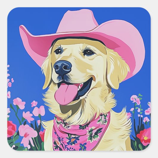 Trendy esthetische Schattigee Preppy Dog Vierkante Sticker (Voorkant)