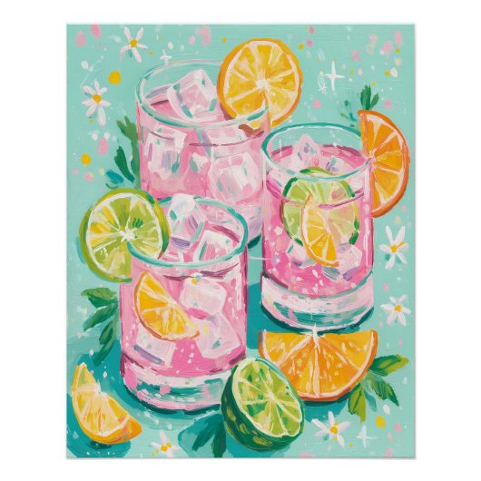 Trendy Esthetische Zomerdranken Perfect Poster (Voorkant)