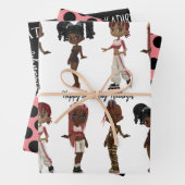 Trendy Ethnic Girls, gepersonaliseerd Inpakpapier Vel (In situ)