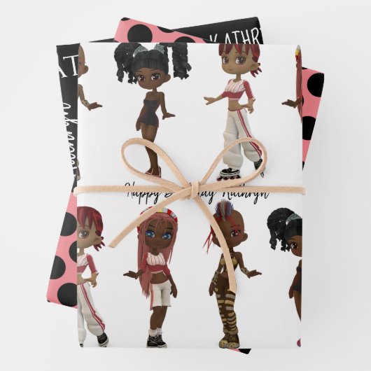 Trendy Ethnic Girls, gepersonaliseerd Inpakpapier Vel (In situ)