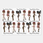 Trendy Ethnic Girls, gepersonaliseerd Inpakpapier Vel (Voorkant)