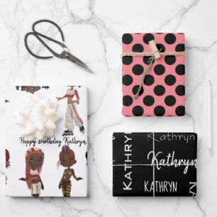 Trendy Ethnic Girls, gepersonaliseerd Inpakpapier Vel
