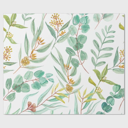 Trendy Eucalyptus bloemenontwerp Cadeaupapier (Vlak)