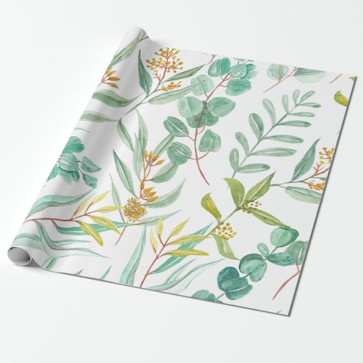 Trendy Eucalyptus bloemenontwerp Cadeaupapier (Uitgerold)
