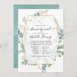 Trendy Eucalyptus Geometric Baby shower per mail Kaart