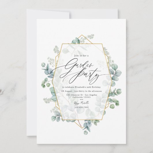 Trendy Eucalyptus geometrisch herbarium tuinfeest Kaart (Voorkant)