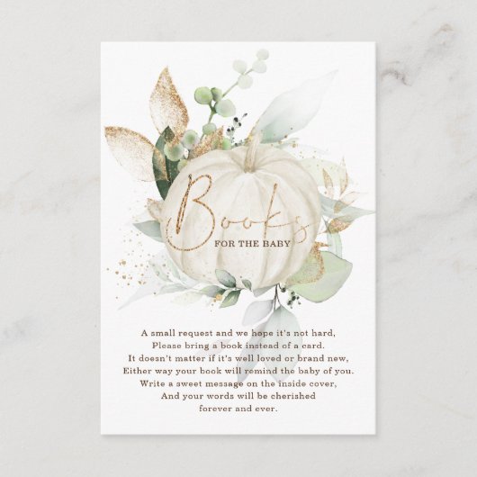 Trendy Eucalyptus Greenery Pumpkin Boeken voor Bab Informatiekaartje (Voorkant)