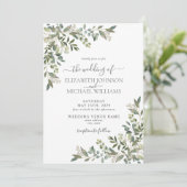 Trendy Eucalyptus Greenery Script Weddenschap Kaart (Staand voorkant)