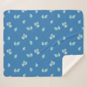 Trendy eucalyptus lekt op Frans blauw Sherpa Deken (Voorkant (horizontaal))