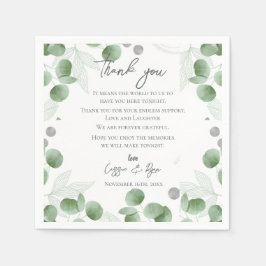 Trendy Eucalyptus verlaat bruiloft Bedankt Bericht Servet