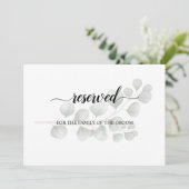 Trendy Eucalyptus Wedding Reserved Seating Sign Kaart (Staand voorkant)
