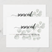 Trendy Eucalyptus Wedding Reserved Seating Sign Kaart (Voorkant / Achterkant)