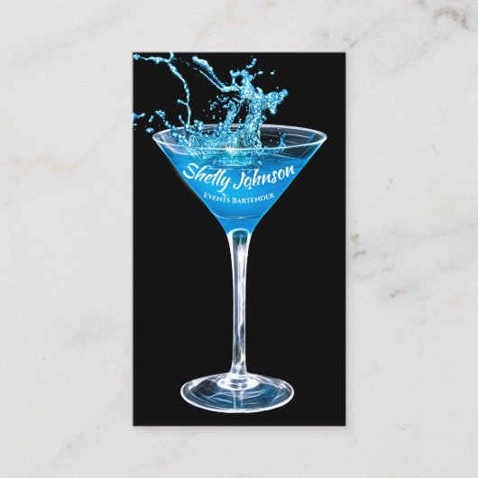 Trendy Evenementen Bartender Exotic Blue Splash Visitekaartje (Voorkant)