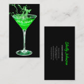 Trendy Evenementen Bartender Neon Green Splash Visitekaartje (Voorkant / Achterkant)