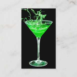 Trendy Evenementen Bartender Neon Green Splash Visitekaartje