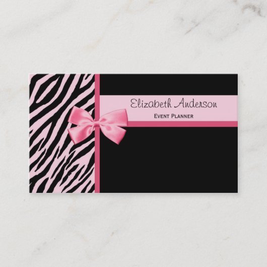 Trendy Event Planner Roze en Black Zebra met Bak Visitekaartje (Voorkant)