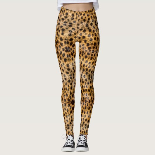 Trendy Exotic Cheetah Fur Pattern Animal Print Leggings (Voorkant)