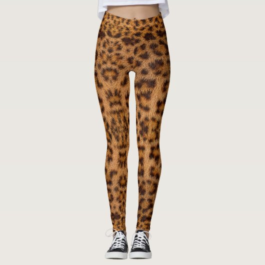 Trendy Exotic Jaguar Fur Pattern Animal Print Leggings (Voorkant)