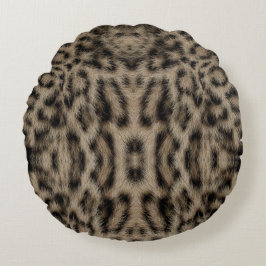 Trendy Exotisch Sneeuwluipaard Patroon Dierenprint Rond Kussen