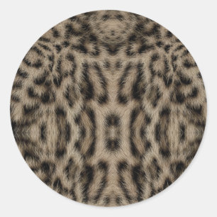Trendy Exotisch Sneeuwluipaard Patroon Dierenprint Ronde Sticker