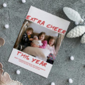 Trendy Extra Cheer dit jaar Fotokaart | Rood Feestdagenkaart