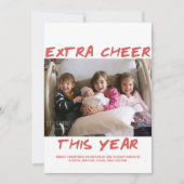 Trendy Extra Cheer dit jaar Fotokaart | Rood Feestdagenkaart (Voorkant)