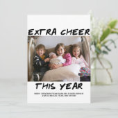 Trendy Extra Cheer dit jaar Fotokaart | Zwart Feestdagenkaart (Staand voorkant)