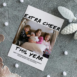 Trendy Extra Cheer dit jaar Fotokaart | Zwart Feestdagenkaart
