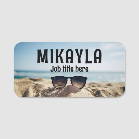 Trendy Eyeglassen op een Beach optische Naamplaatje (Voorkant)