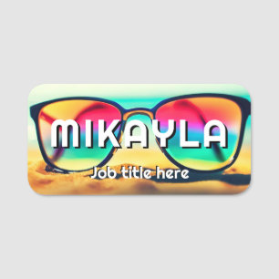 Trendy Eyeglassen op een Beach optische Naamplaatje