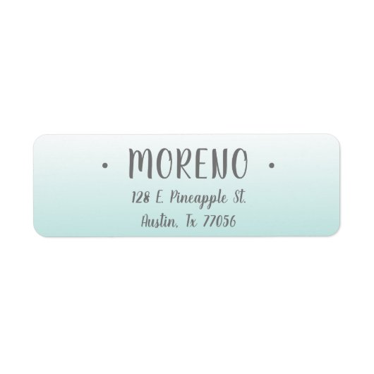 Trendy | Familie | Blauwgroen verloop | Retouradre Etiket (Voorkant)