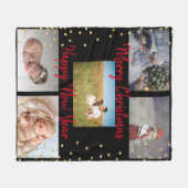 Trendy Familie Collage Rode Scripts Kerstmis Fleece Deken (Voorkant (Horizontaal))