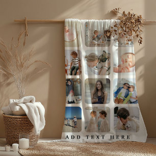 Trendy Familie Foto Collage Grid Keepsake Gift Sherpa Deken
