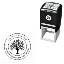Trendy familienaam gebogen tekst boom retouradres  zelfinktende stempel