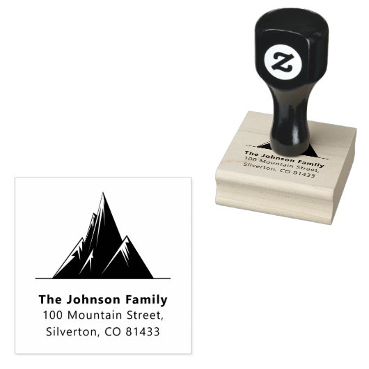 Trendy Familienaam Text Mountain Return Address Rubberstempel (Gestempeld)