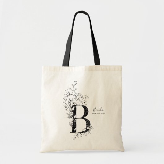 Trendy farmhouse rustic Letter B monogramed Tote Bag (Voorkant)