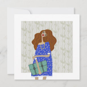 Trendy Fashionista Mode Illustratie Kunstkaart Kaart