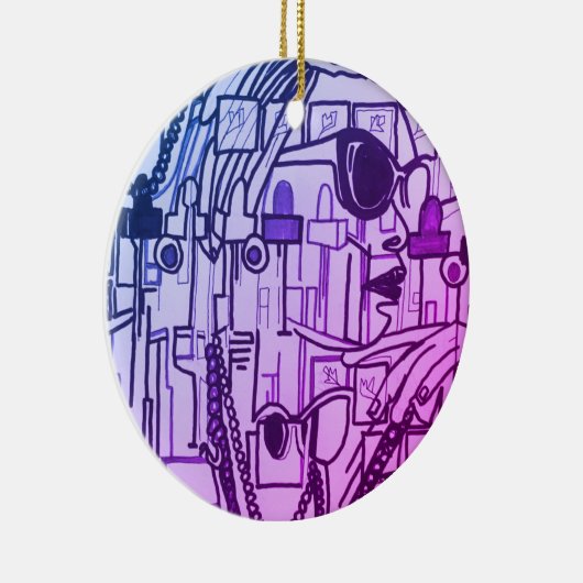 Trendy Fashionista Vogue Kerstdecor Paars Keramisch Ornament (Rechts)