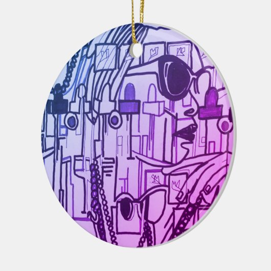 Trendy Fashionista Vogue Kerstdecor Paars Keramisch Ornament (Links)