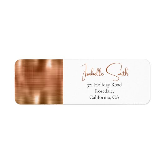 Trendy Faux Copper Metallic Folie Wedding RTS Etiket (Voorkant)