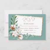 Trendy Faux Copper White Floral Bouquet Wedding RSVP Kaartje (Voorkant)