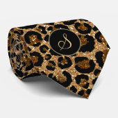 Trendy Faux Glitter Leopard met Initiaal Stropdas (Opgerold)
