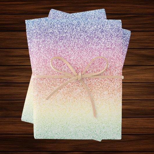 Trendy Faux Glitter Rainbow Ombre Elegant 5x7 Inpakpapier Vel