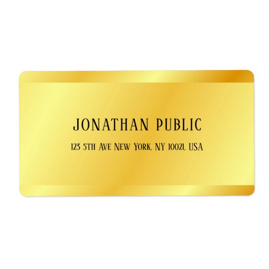 Trendy Faux Gold Elegant Modern Sjabloon Etiket (Voorkant)